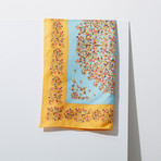 Flower Garden in Chosun Dynasty Silk Twill Scarf // Blue