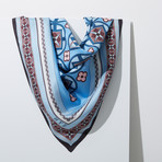 Geometric Silk Twill Scarf // Blue