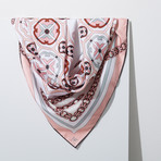 Chain Silk Twill Scarf // Pink