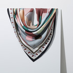 White Porcelain Silk Twill Scarf // Gray