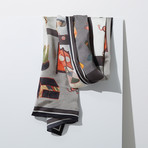 Scholar's Library Silk Scarf // Gray
