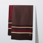 Flower Lattice Silk Twill Scarf // Burgundy