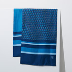 Flower Lattice Silk Twill Scarf // Blue