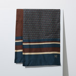 Flower Lattice Silk Twill Scarf // Brown