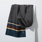 Flower Lattice Silk Twill Scarf // Brown