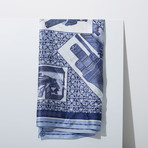 Scholar's Essence in Chosun Dynasty Silk Scarf // Blue