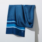 Flower Lattice Silk Twill Scarf // Blue