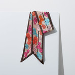 Lotus Silk Twilly Scarf // Brown