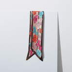 Lotus Silk Twilly Scarf // Brown