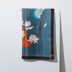 Lotus Tree Silk Twill Scarf // Navy