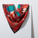 Lotus Tree Silk Twill Scarf // Red