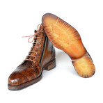 Genuine Crocodile W/ Calfskin Side Zipper Boots // Brown (Euro: 47)