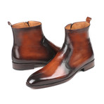 Burnished Side Zipper Boots // Brown (US: 9.5)