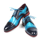 Two Tone Cap-Toe Derby Shoes // Blue + Turquoise (Euro: 38)