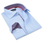 Contrast Collar Button-Up Shirt // Light Blue + Purple (3XL)