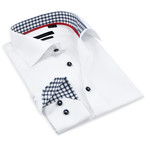 Button-Up Shirt // White + Navy Check (3XL)
