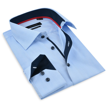 Button-Up Shirt // Light Blue + Navy (S)