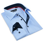 Button-Up Shirt // Light Blue + Navy (L)