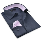 Matthew Button-Up Shirt // Charcoal + Pink (XL)
