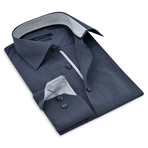Button-Up Shirt // Charcoal + Light Gray Trim (L)