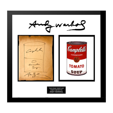 Framed + Signed Hand-Drawn Sketch // Campbell's Soup I // Andy Warhol 