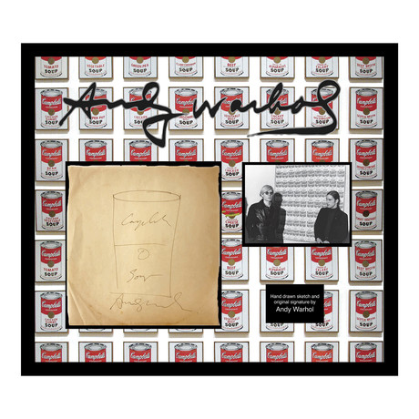 Framed + Signed Hand-Drawn Sketch // Campbell's Soup III // Andy Warhol 