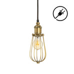 Alton Plug-In Pendant with Raindrop Cage // Aged Brass