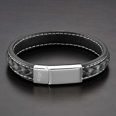 Double Layer Leather Bracelet // Black + White