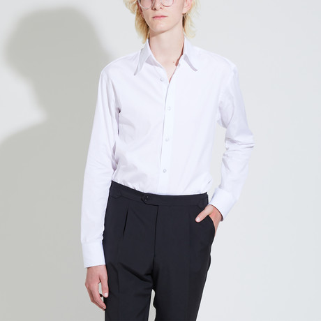 Club Collar Poplin Shirt // White (L)