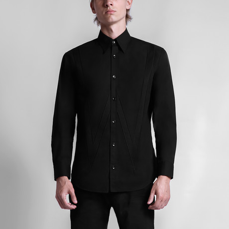 W Applique Poplin Shirt // Black (XS)