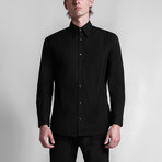 W Applique Poplin Shirt // Black (M)
