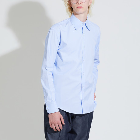 Club Collar Poplin Shirt // Blue (S)