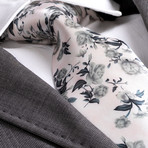Celso Silk Tie // White + Gray Floral