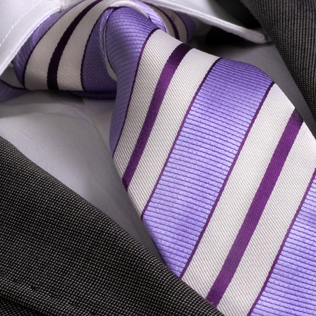 European Exclusive Silk Tie + Gift Box // Purple Striped