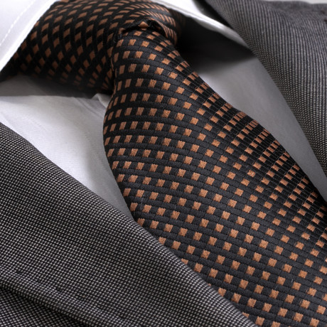 Bonavento Silk Tie // Brown Checkered