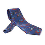 European Exclusive Silk Tie + Gift Box // Blue with Orange Paisley