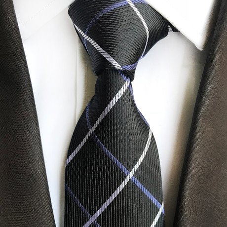 Jared Cross Stripe Silk Tie // Black