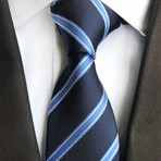 Cesar Striped Silk Tie // Navy + Blue Stripe