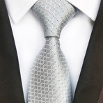 Martin Square Design Silk Tie // Silver