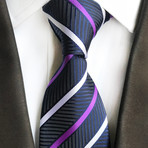 Josh Multi Stripe Silk Tie // Royal Blue + Purple + White