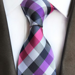 Donald Cross Stripe Silk Tie // Purple + Pink + White