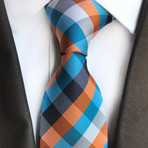 Art Cross Stripe Silk Tie // Aqua + Orange + White