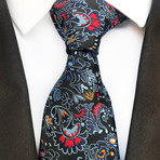 Lynn Floral Design Silk Tie // Black + Multicolor