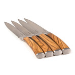 Olive Wood Steak Knives Set + Gift Box // 4 Pieces