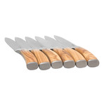 Olive Wood Steak Knives Set + Gift Box // 6 Pieces (Serrated Blade)