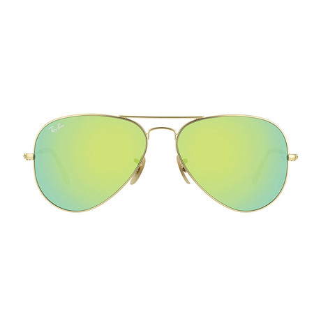 Ray-Ban // Men's Large Metal Aviator Sunglasses // Matte Gold + Green Mirror