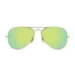 Ray-Ban // Men's Large Metal Aviator Sunglasses // Matte Gold + Green Mirror