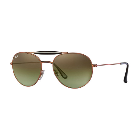 Unisex Round Metal Aviator Sunglasses // Gold + Light Brown