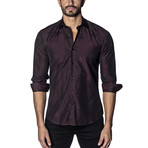 Woven Long Sleeve Shirt // Burgundy Stars (XL)