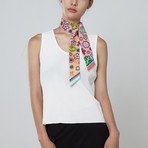 Flower + Tree Silk Twilly Scarf // Orange